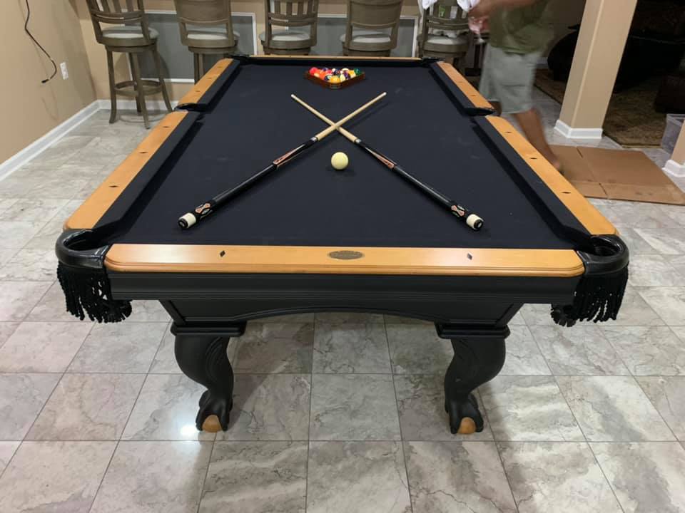 2 toned wood on a ball & claw 8ft slate table